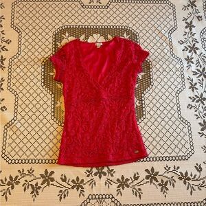 Guess Lace Low Cut Babydoll Cross Top